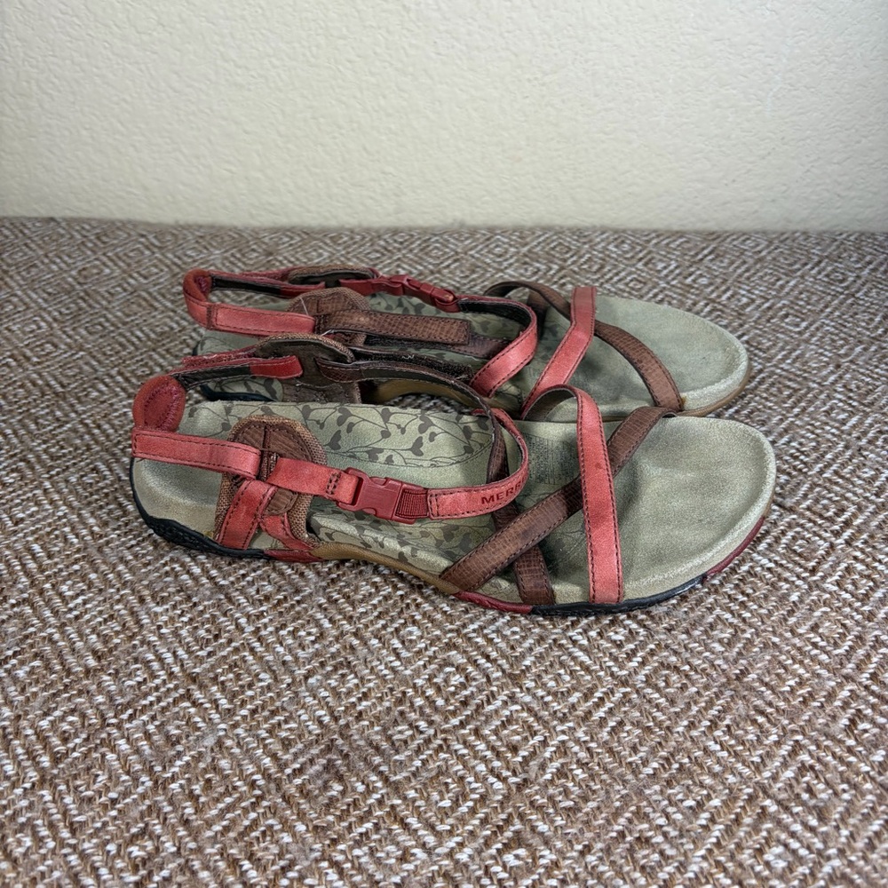 Merrell San Remo Sandals Women's 9 US 7 UK Brown Leather Strappy Summer Gorpcore